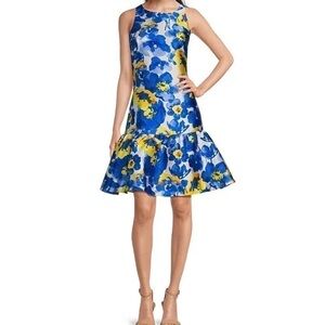 Julia Jordan Monroe Twill Floral Print Crew Neck Sleeveless Fit & Flare Dress